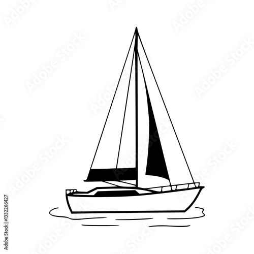outline sailboat on water graphic