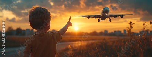 The plane takes off from the airport, father and son meet the plane
