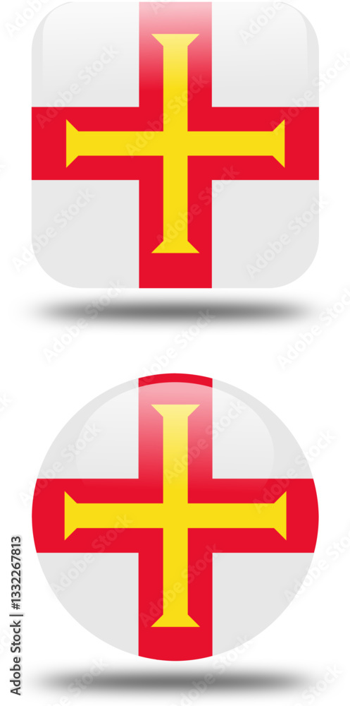 Fototapeta premium square and circular 3d look flag of guemsey