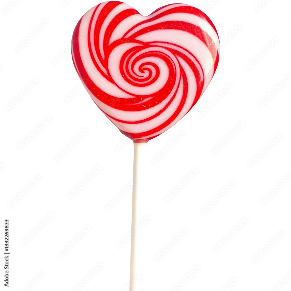 A vibrant heart-shaped lollipop with red and white swirls on a stick, evoking feelings of sweetness and affection. A vibrant heart-shaped lollipop with red and white swirls on a stick, evoking feelings of sweetness and affection.