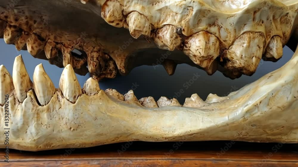 Detailed view of a large alligator skull highlighting its formidable teeth and structure in natural light Detailed view of a large alligator skull highlighting its formidable teeth and structure in natural light
