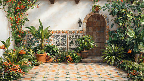 Fototapeta Naklejka Na Ścianę i Meble -   diy spanish garden wallpaper,