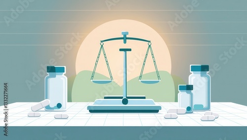 Mockup of tablets and medicine bottles, dosage and production volume of drugs, pharmaceutical research, healthcare