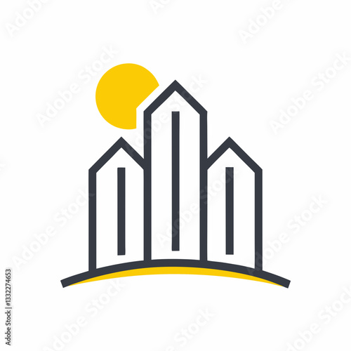 Minimalist Modern Urban Building City Skyline Vector Illustration.