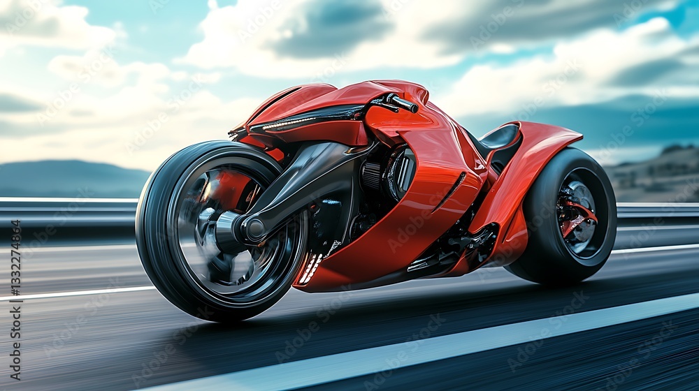 Naklejka premium Minimal aesthetics enhancing the high performance design of a motorcycle image
