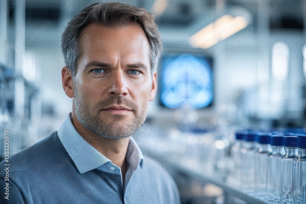 Fototapeta premium Confident Male Scientist in Modern Laboratory Setting