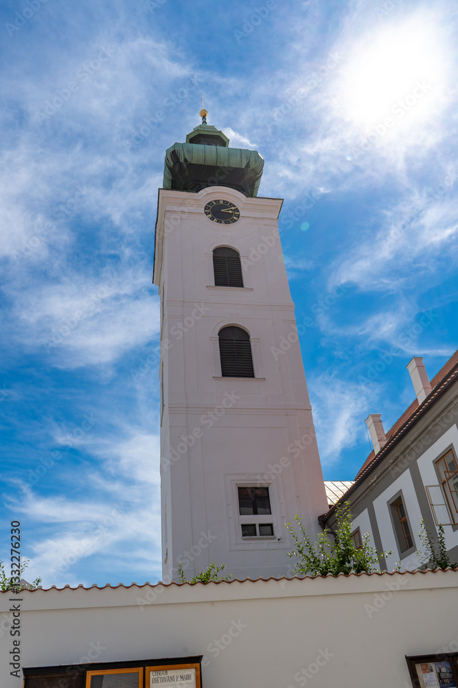 White tower of monastery in Ceske Budejovice, Czech republic White tower of monastery in Ceske Budejovice, Czech republic