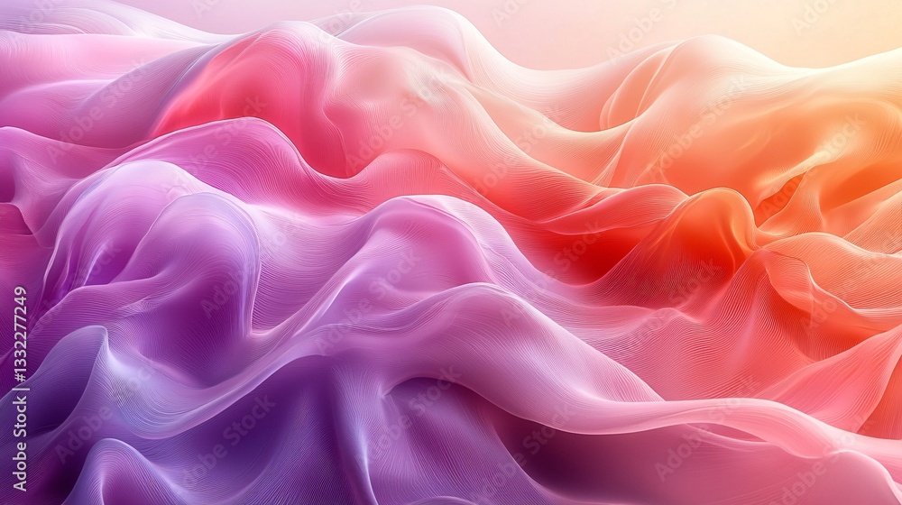 Obraz premium Abstract Waves of Soft Colorful Fabric Flowing in Shades of Pink, Purple, and Orange Light