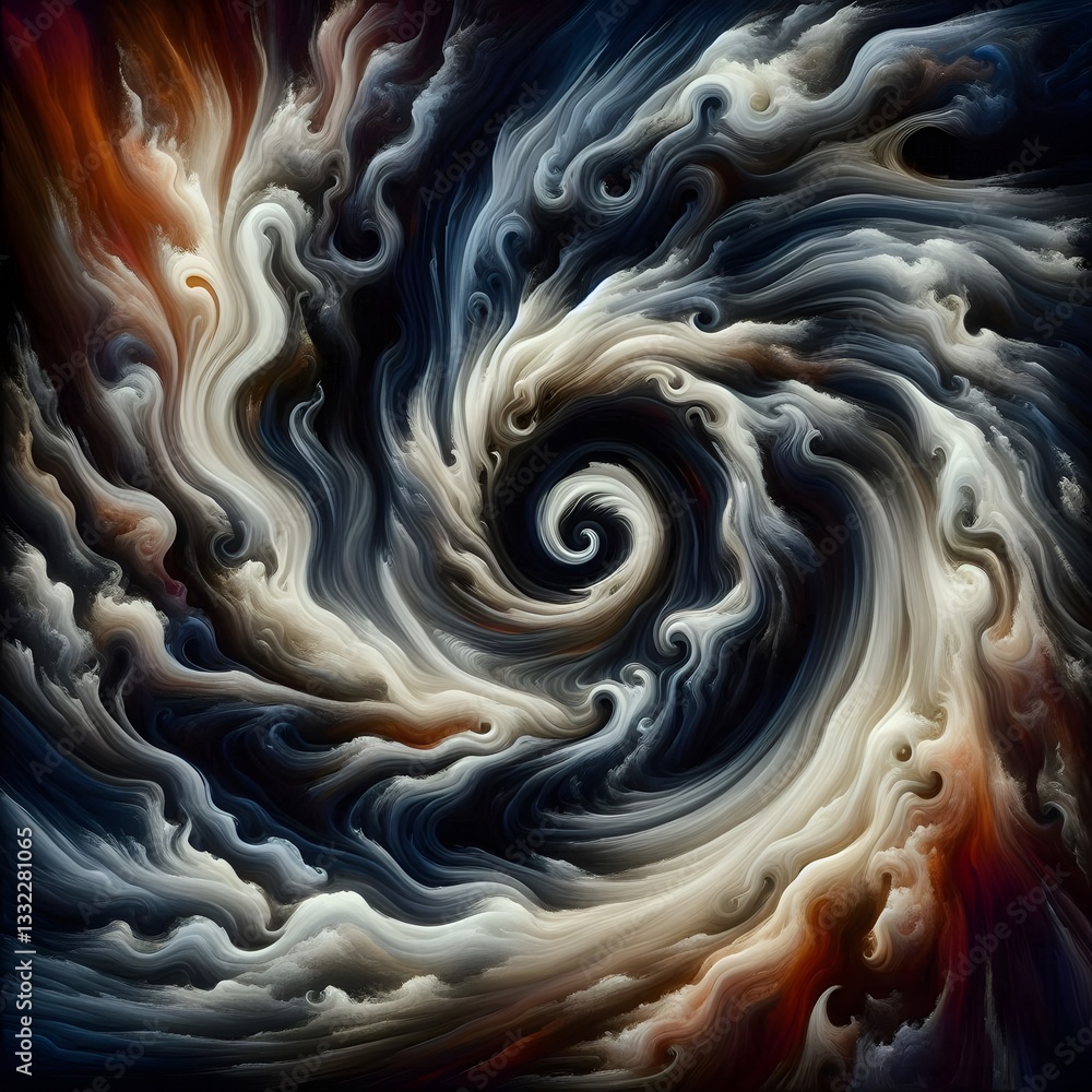 An AI-generated digital painting of a surreal spiral, embodying exorcism and consumption. Dark, chaotic swirls clash with luminous bursts, creating tension between purification, destruction, and trans An AI-generated digital painting of a surreal spiral, embodying exorcism and consumption. Dark, chaotic swirls clash with luminous bursts, creating tension between purification, destruction, and trans