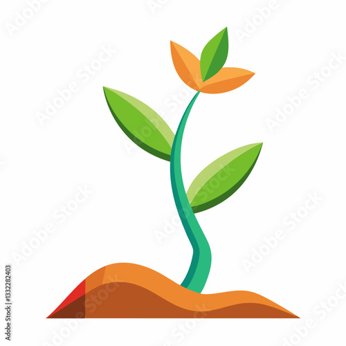 stylized seedling with an upward growth motion