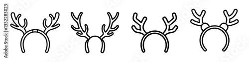 reindeer antlers icon, reindeer antlers line art - simple line art of reindeer antlers, perfect for reindeer antlers logos and icons