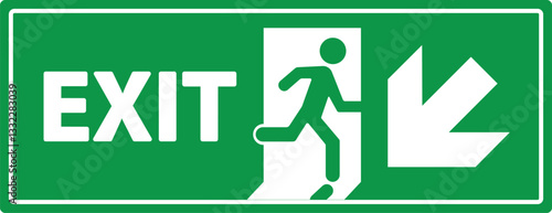 exit green board sign left down arrow