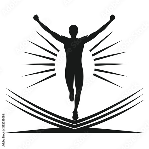 Powerful Running Figure in Black Silhouette Style