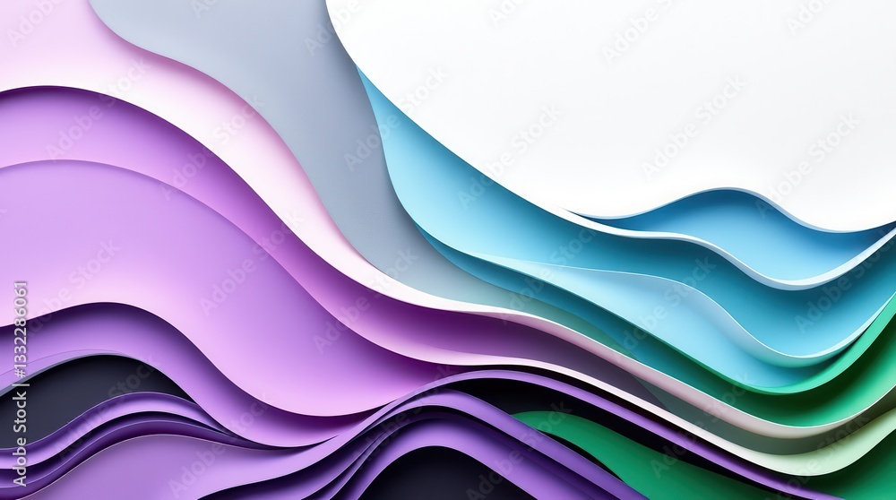 Fototapeta premium Overhead View of Sculpted Papier Mâché Layers, Cool Tones and Soft Light