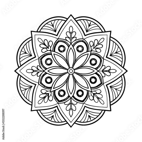 Pattern in the form of a mandala. Henna tattoo mandala. Mehndi style. Decorative pattern in oriental style. Coloring book page.