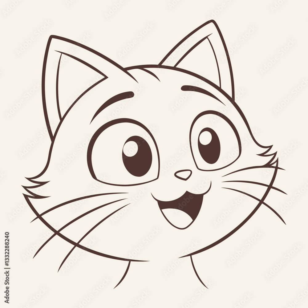 Fototapeta premium happy cat kitten stretching draw line
