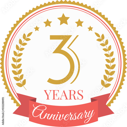 Logo 3 Year Anniversary Celebration Design Template.