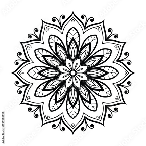 Pattern in the form of a mandala. Henna tattoo mandala. Mehndi style. Decorative pattern in oriental style. Coloring book page.