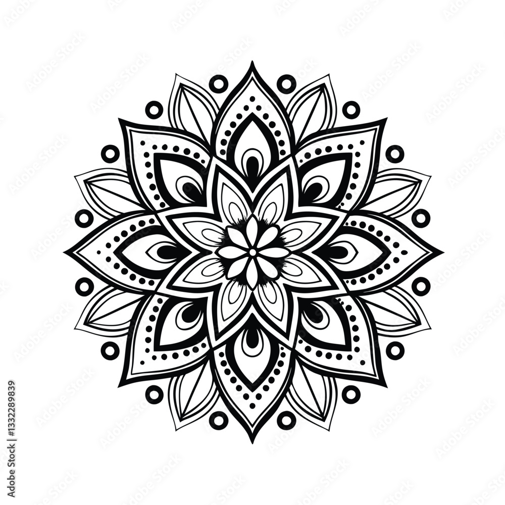 Pattern in the form of a mandala. Henna tattoo mandala. Mehndi style. Decorative pattern in oriental style. Coloring book page. Pattern in the form of a mandala. Henna tattoo mandala. Mehndi style. Decorative pattern in oriental style. Coloring book page.