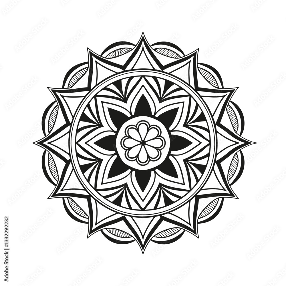Pattern in the form of a mandala. Henna tattoo mandala. Mehndi style. Decorative pattern in oriental style. Coloring book page. Pattern in the form of a mandala. Henna tattoo mandala. Mehndi style. Decorative pattern in oriental style. Coloring book page.