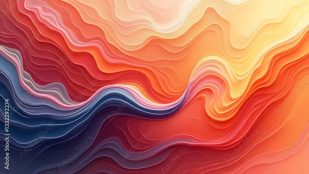 Obraz premium Golden Sunset Horizon with Flowing Red and Peach Tones