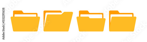 Four yellow folders with orange tabs.