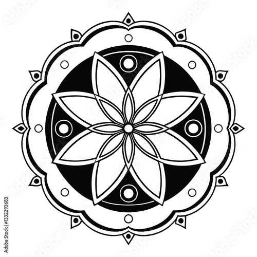 Pattern in the form of a mandala. Henna tattoo mandala. Mehndi style. Decorative pattern in oriental style. Coloring book page.
