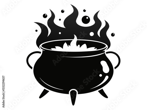 cauldron  brew  silhouette  vector,Halloween Witch cauldron  brew