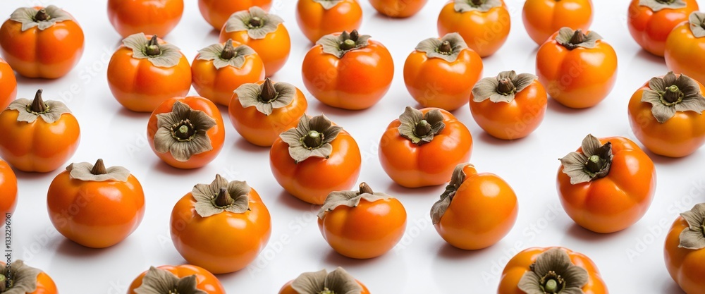 Fresh kaki persimmon fruits on white.