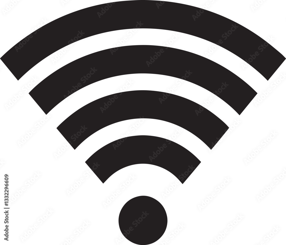Black Wi-Fi Symbol on White Background - Wireless Internet Connectivity Icon Black Wi-Fi Symbol on White Background - Wireless Internet Connectivity Icon