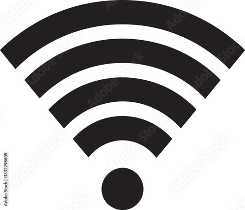 Black Wi-Fi Symbol on White Background - Wireless Internet Connectivity Icon