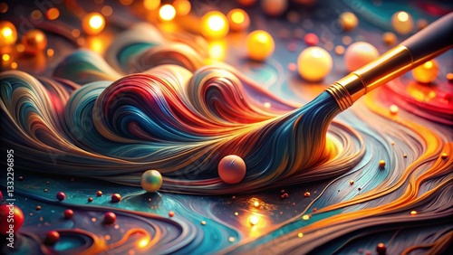 Swirling Paintbrush Strokes on Marble: Abstract Art Bokeh Background