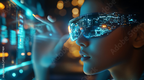 Wallpaper Mural of artificial intelligence conducting experiments on quantum computing, glowing futuristic interface  Torontodigital.ca