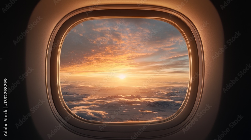 Travel on board an airplane captivating window view of the sky during boarding process Travel on board an airplane captivating window view of the sky during boarding process