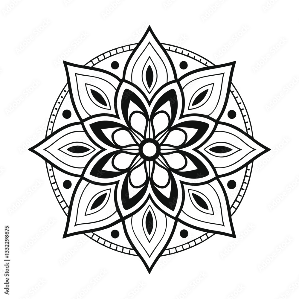 Pattern in the form of a mandala. Henna tattoo mandala. Mehndi style. Decorative pattern in oriental style. Coloring book page. Pattern in the form of a mandala. Henna tattoo mandala. Mehndi style. Decorative pattern in oriental style. Coloring book page.