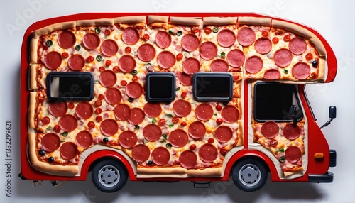 Obraz na płótnie Delicious pizza fastfood meal. Food background with motor home w salonie
