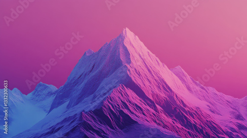 Vibrant Pink and Blue Mountain Peak