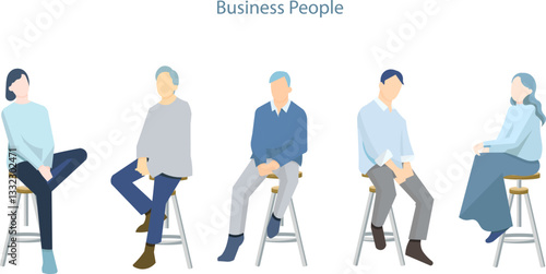 Clip art of startup - businessperson sitting on a chair - white background vector  Illustration