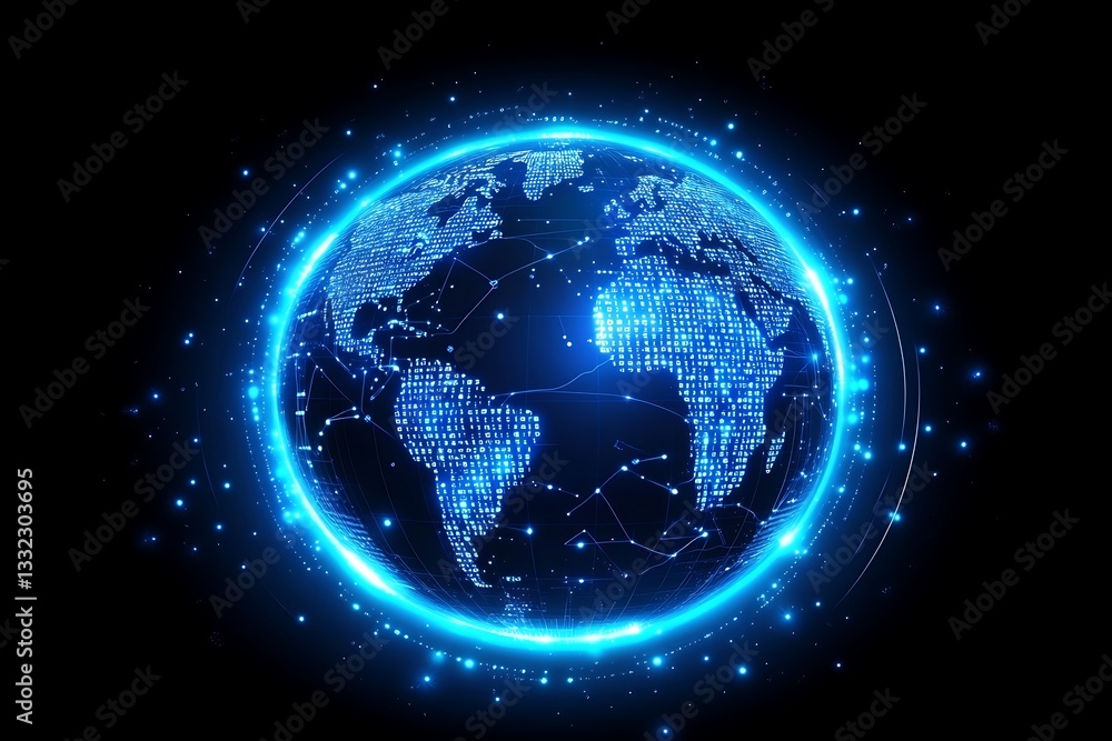 Obraz premium A luminous globe showing a digital representation of the earth