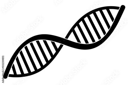 DNA helix with glowing effect silhouette vector.