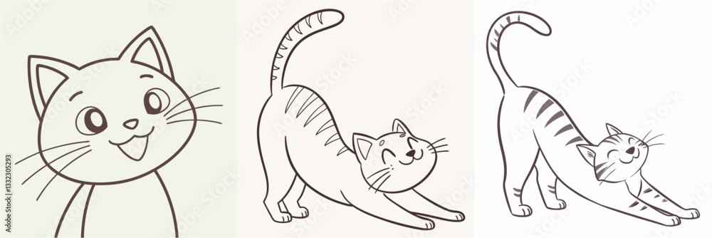 Fototapeta premium happy cat kitten stretching draw line