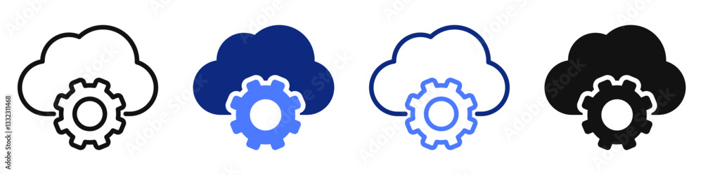 Vector icon or logo related to cloud computing technology, ai, machine learning and big data. Symbol for website or app ui, logo design, illustration
