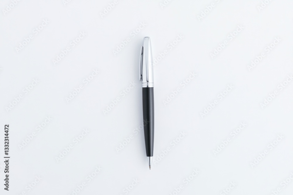 single elegant pen centered on pristine white backdrop exudes simplicity with ample copy space filling remainder single elegant pen centered on pristine white backdrop exudes simplicity with ample copy space filling remainder