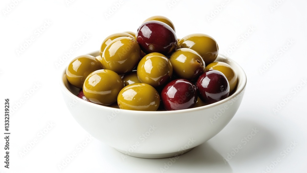 Olives in a bowl, isolated on white background Olives in a bowl, isolated on white background