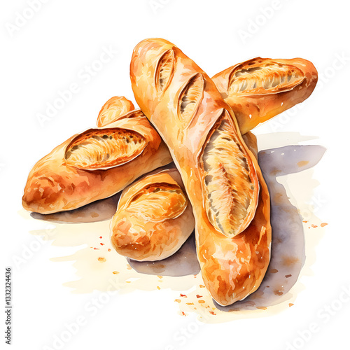 Wallpaper Mural Digital technology bread baguette watercolor design illustration Torontodigital.ca