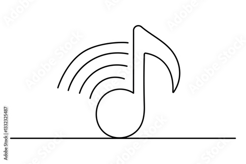 Continuous one line art drawing of music icon simple vector illustration design