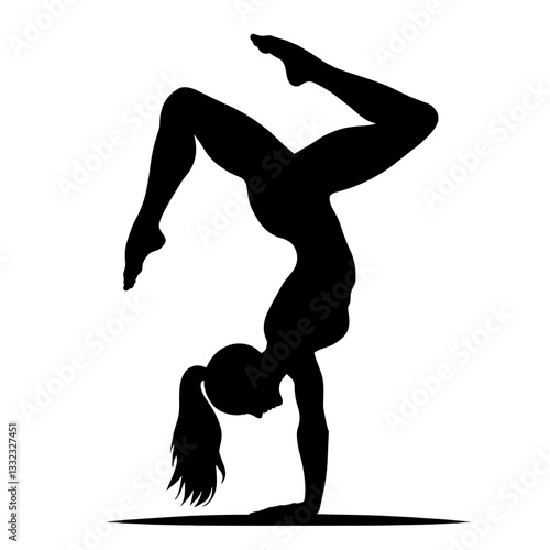 Female gymnast performing a handstand split