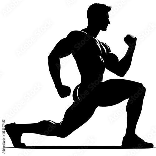 Muscular man performing a lunge exercise