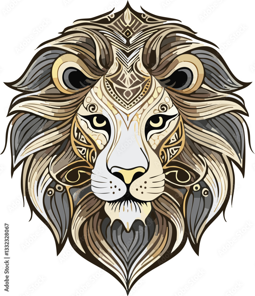 Lion head. Elagant and luxury style with on white background Lion head. Elagant and luxury style with on white background