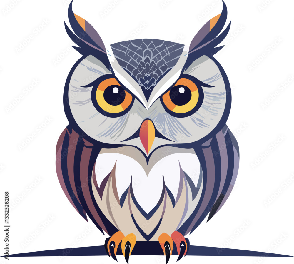 Owl on a white background. Has a simple yet futuristic and elegant style Owl on a white background. Has a simple yet futuristic and elegant style